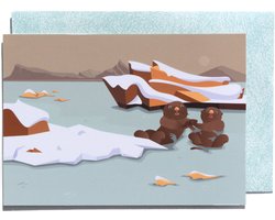 Luxe kerstkaarten set - arctic animals - 4 wenskaarten - 4 enveloppen - winterdieren