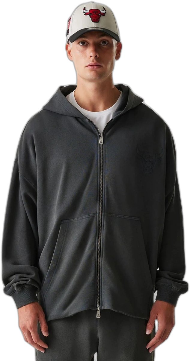 Chicago Bulls full zip sweatshirt Washed Grijs