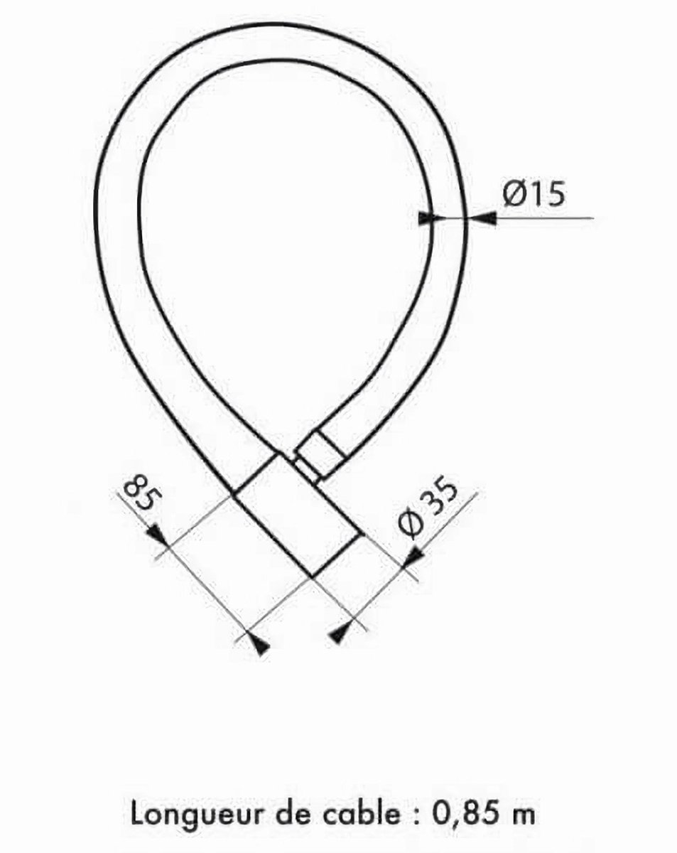 Motorslot, met sleutel, SCORP, 15 mm, 85 cm, THIRARD