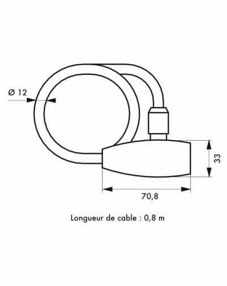 Motorslot, met sleutel, STUNT, 12 mm, 80 cm, THIRARD