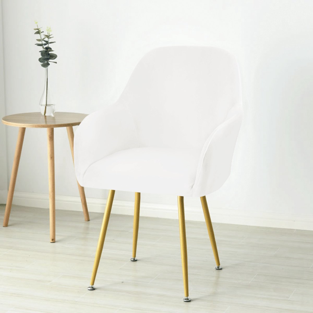 Covers by Ralfos* Stoelhoes eetkamerstoel kuip velvet Wit | Verkrijgbaar per stuk, Set van 4, 6 en 8 - Volumekorting | Zacht velvet | Stoelhoes | Stoelhoezen eetkamerstoelen | Hoezen | Rekbaar, afneembaar, wasbaar en duurzaam | Moderne stoelhoezen