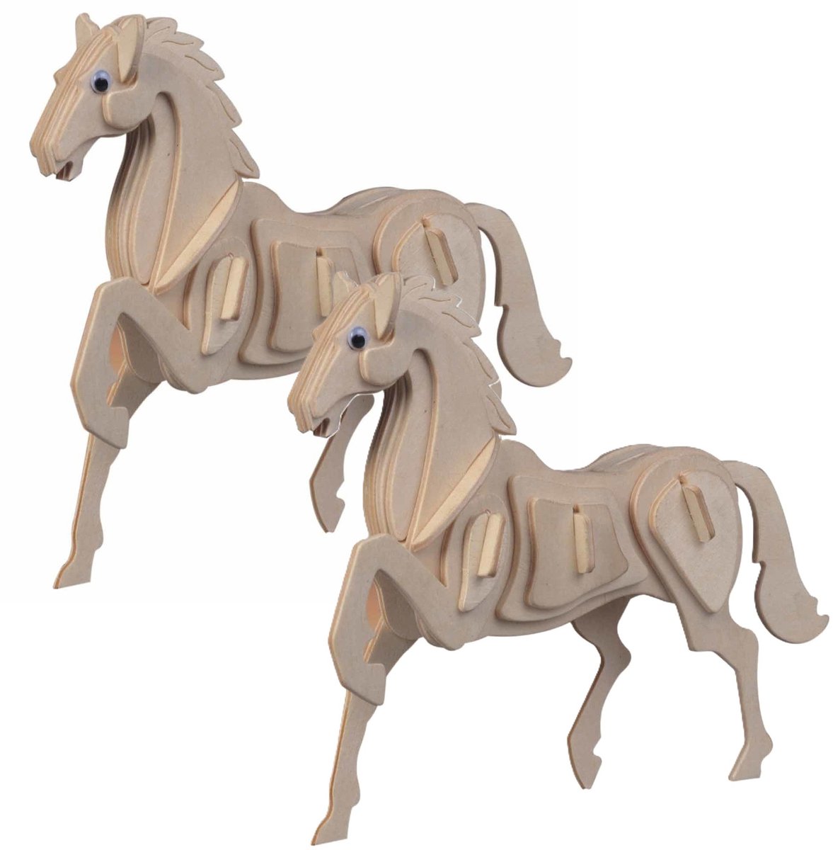 Houten dieren 3D puzzel Paard - 2x - 20 cm - Speelgoed bouwpakket - Kinderen - Paarden