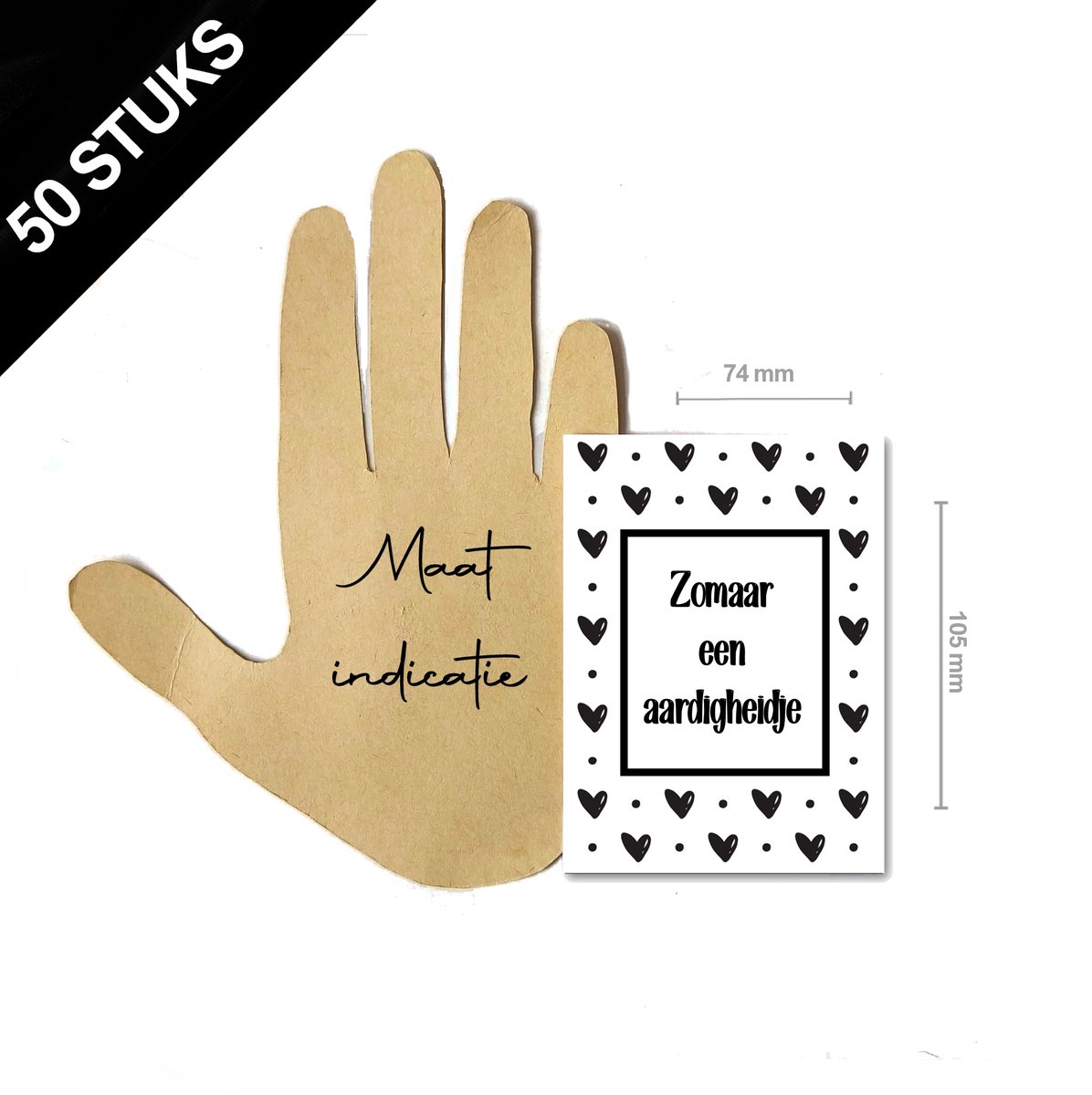 50 stuks kleine cadeau kaartjes ''zomaar een aardigheidje'' - 50 stuks mini kaartjes A7 formaat 10.5x7.4cm excl. enveloppen - leuke zwart wit kaartjes om te bedanken bloemisten kaartjes kado kaartjes mini kaartjes voor bij kadootjes en presentjes