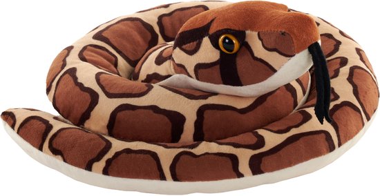 Wild Republic Pluche Python knuffel slang - reptielen - bruin - 91 cm - knuffeldieren