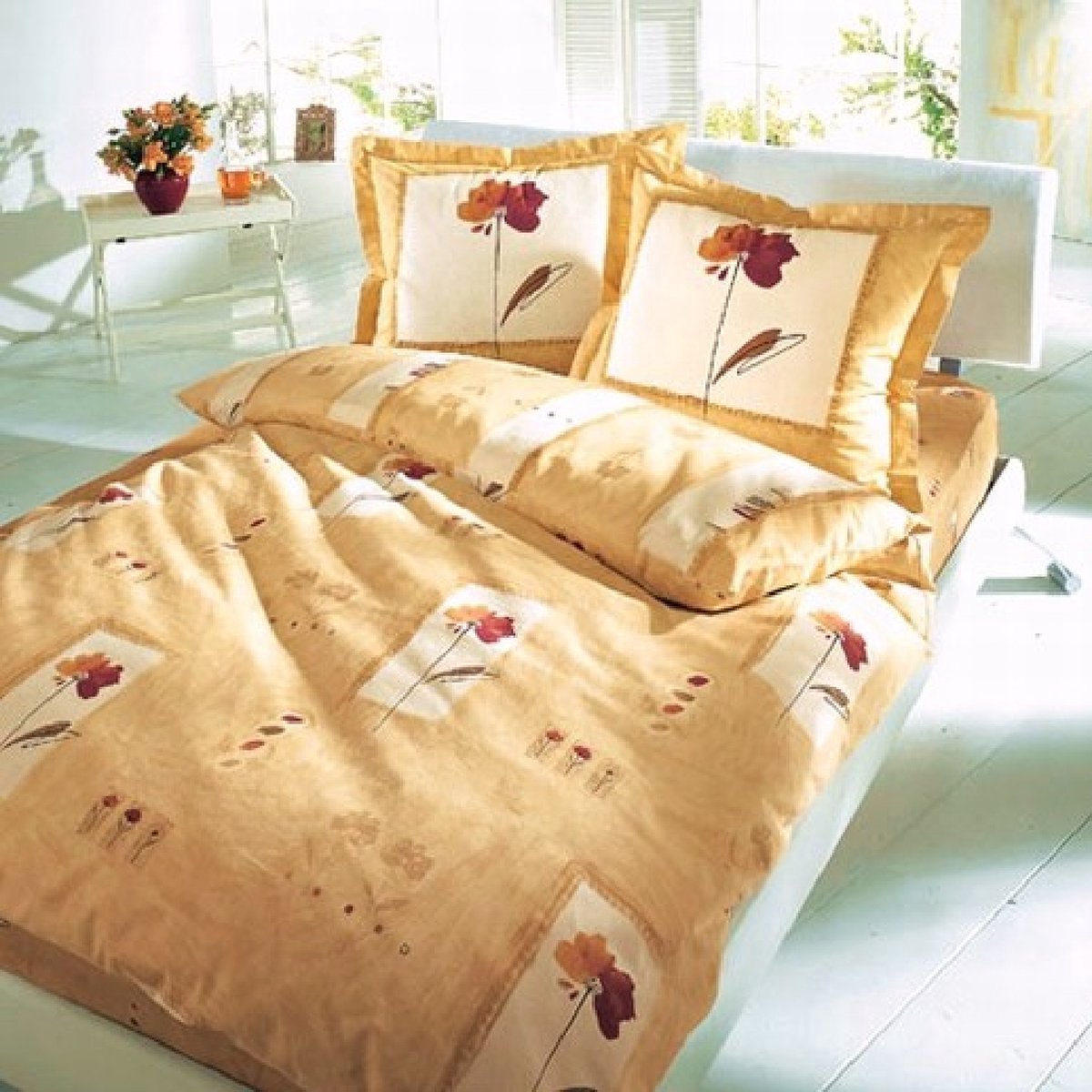 SENZA DONNA 100% Katoen Satijn Dekbedovertrek 200x200/220-2x60x70 cm ( 240 cm Lang ) FLIRT