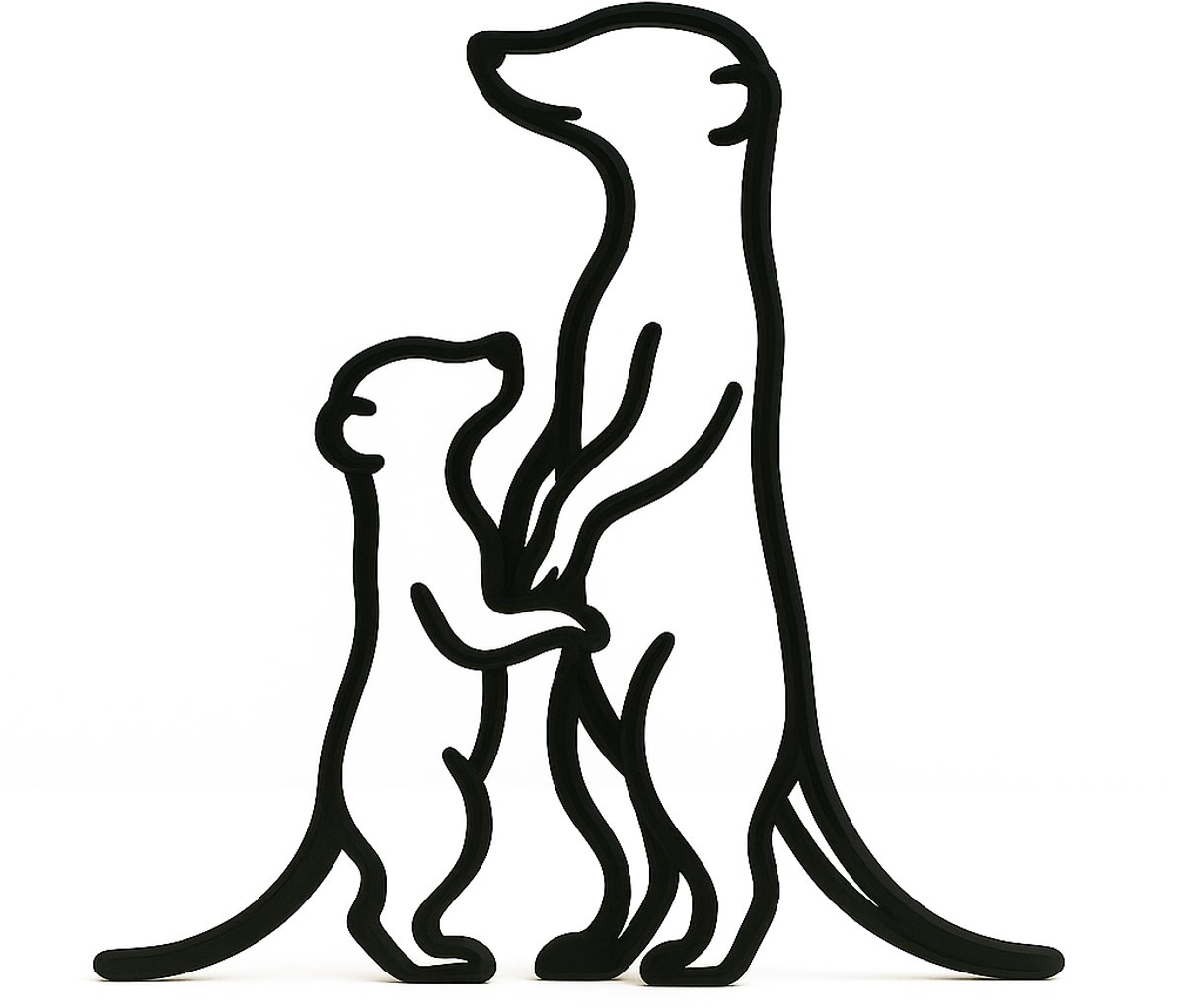 Stokstaartjes - decoratie - zwart - 22 cm breed