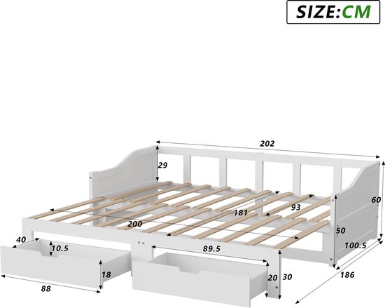 Gotagee Gestoffeerde slaapbank, 90/180*190 cm, met USB-oplaadpoort, geïntegreerde