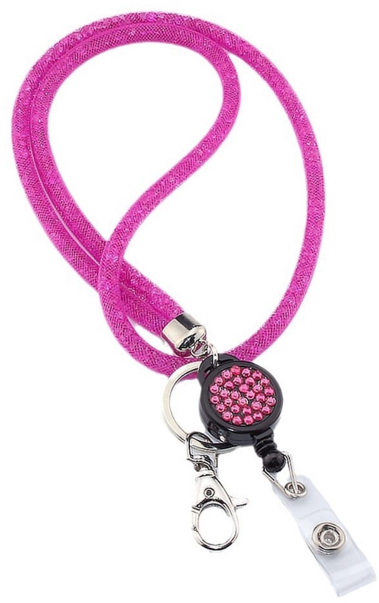 EXCITAT Lanyard - Intrekbare lanyard - Geschikt voor ID-kaarten, visitekaartjes en buspassen - Roze