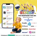 Baby wijst naar scherm van smartphone met DEPLAY kindertablet