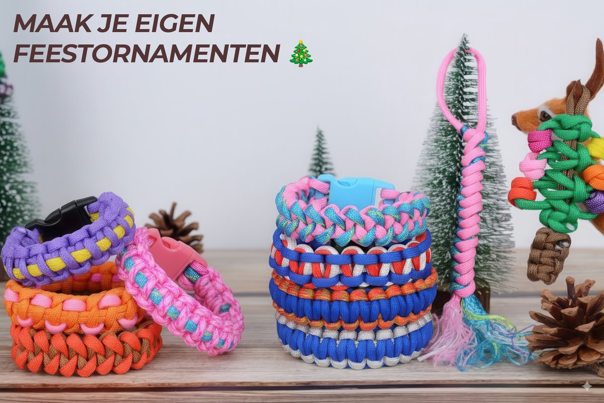 100 meter Paracord Pakket met 355 Accessoires - 33 Kleuren 4mm/2mm Parakoord 550, Karabijnhaken, Naaldenset, Bedels, Klikgesp, Kralen - Parachute Koord Knutselpakket Set - Knutselen Touw voor Volwassen, Kinderen, Meisjes - Sieraden/Armbandjes Maken — afbeelding 12