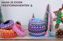 Mooie paracord armbanden en ornamenten in vrolijke kleuren, versierd met kerstboompjes en dennenappels