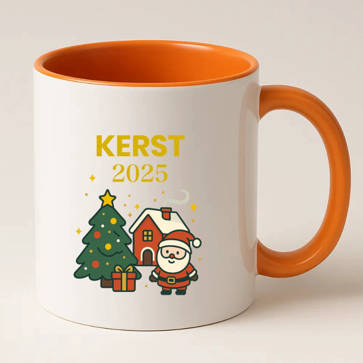 Kerstmok 2025 Oranje Mok - Kerstcadeau voor onder de kerstboom - Leuk voor thuis of op kantoor
