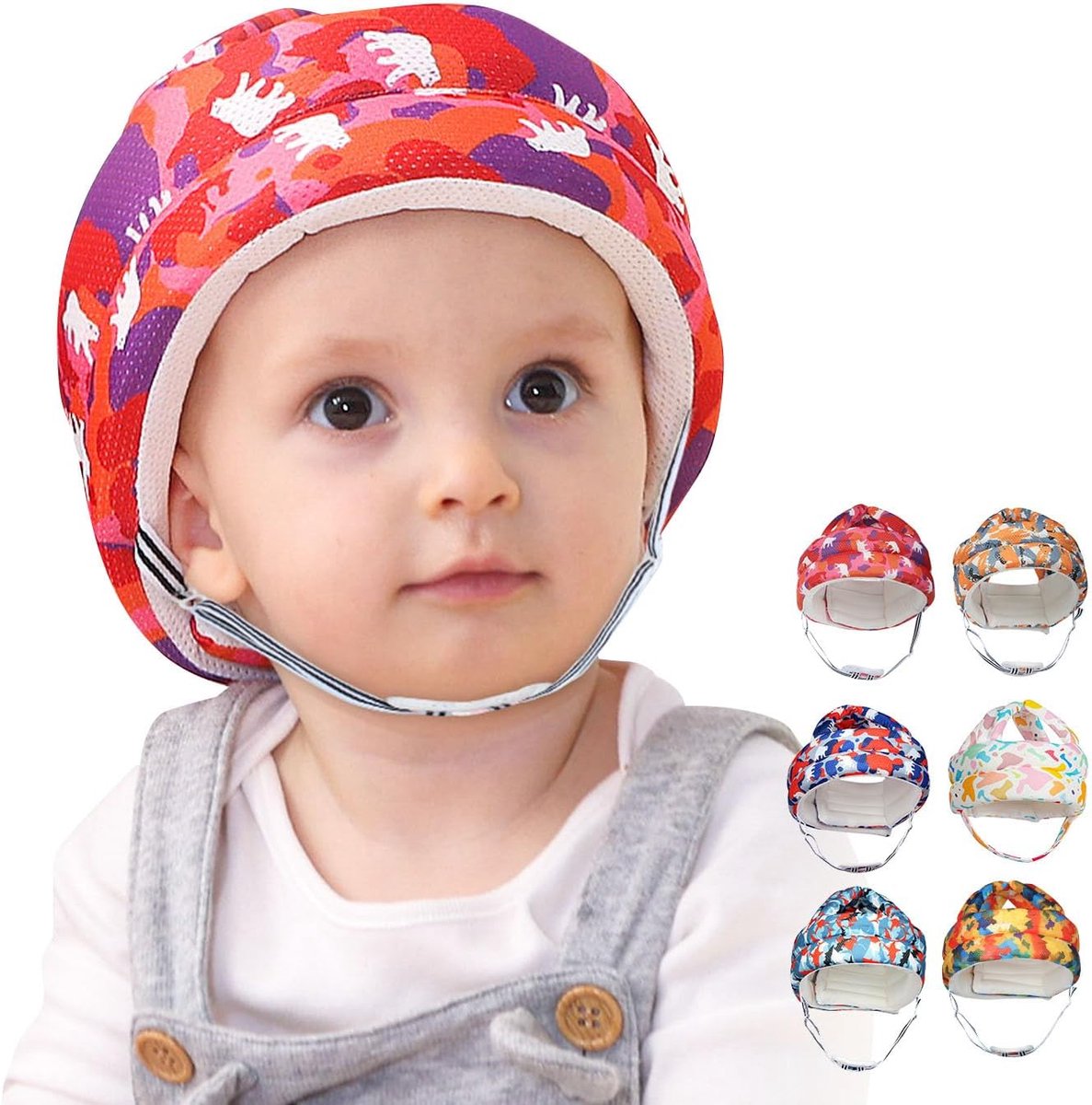 Babyhoofdbescherming, hoofdbescherming, babyhelm, 360 graden anti-botsing, beschermende helm, babyhoofdbescherming, verstelbare babyhelm, geschikt voor baby's van 0,5 tot 3 jaar - (Red Bear)