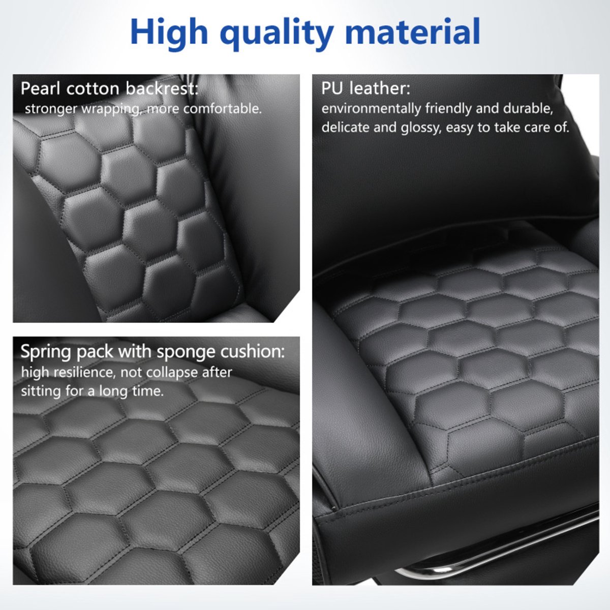 Ergonomische Gamingstoel met Verstelbaar Rugkussen - Zwart - afbeelding 3