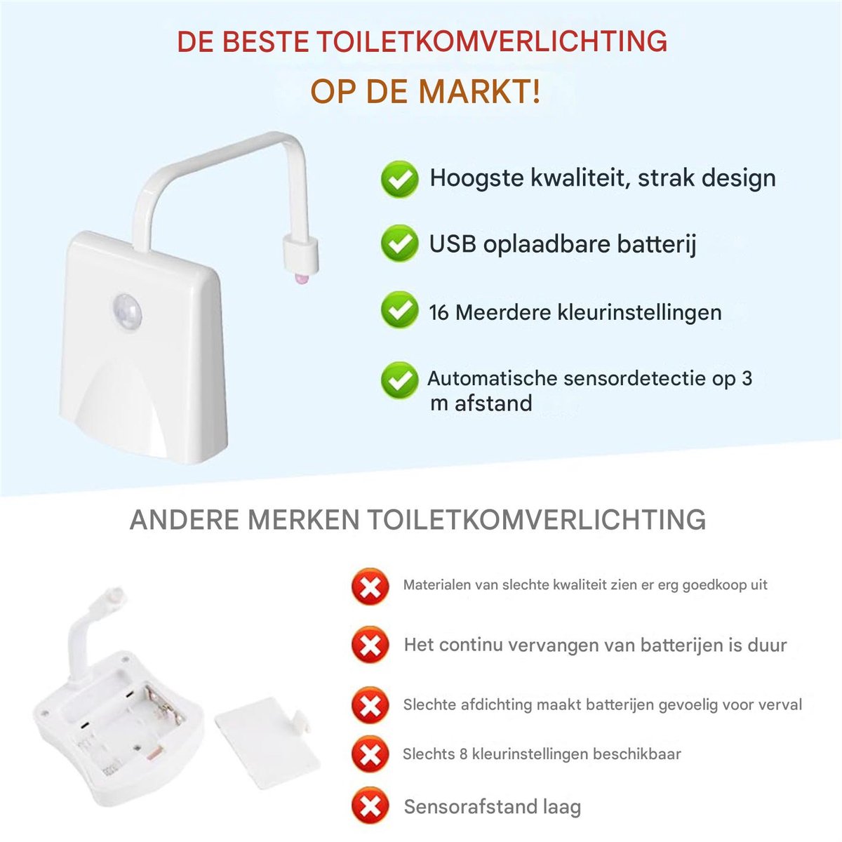 Ynkkvre-Toilet Nachtlampje met Bewegingssensor – WC Lamp met 16 Kleuren LED en Projector – Toiletverlichting, Grappig en Praktisch Cadeau – foto 2