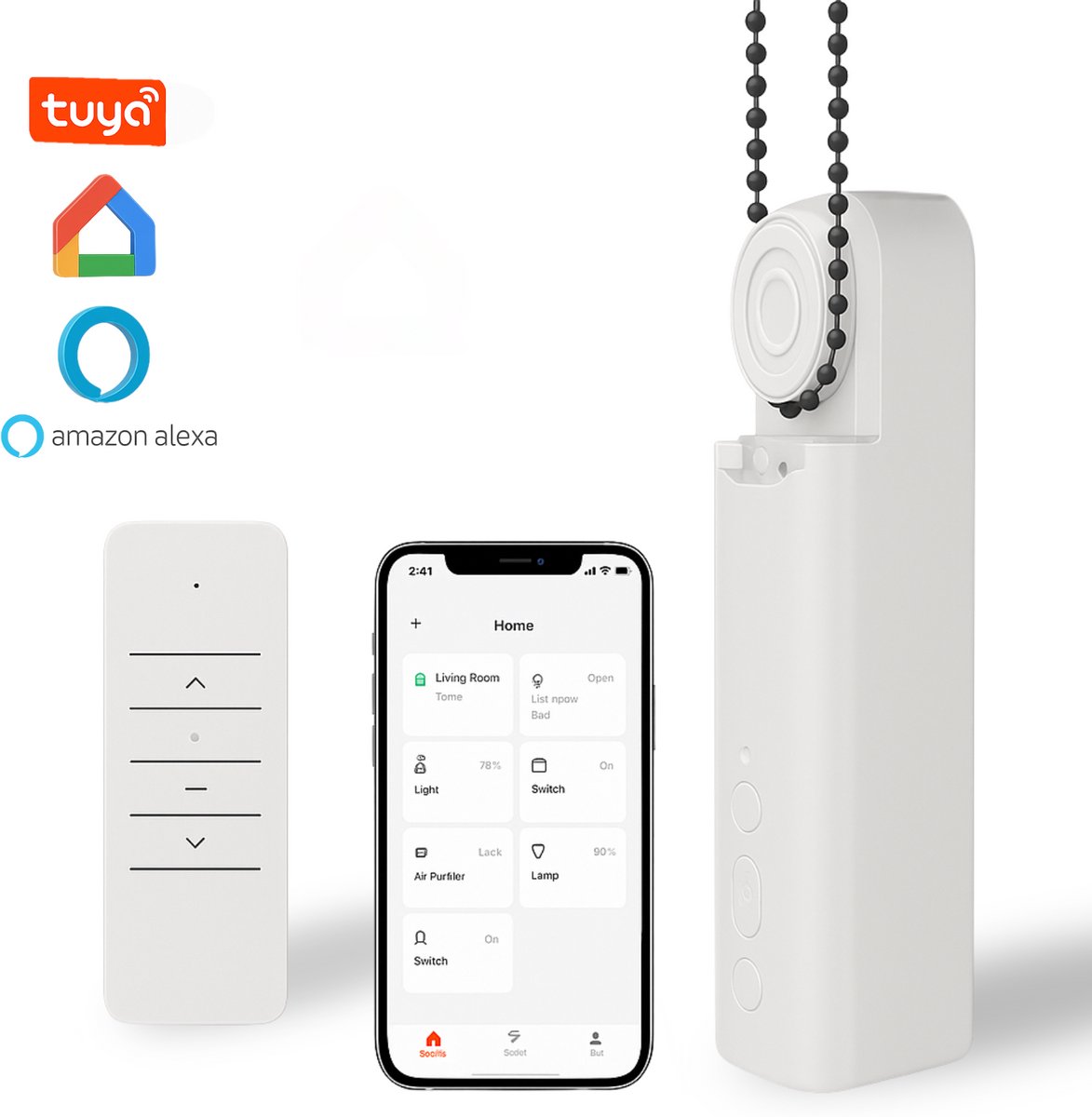 Yemtech® Rolgordijnmotor – Slimme elektrische Rolgordijn motor – Gordijn Motor - Oplaadbaar - Compatibel met Tuya, Alexa & Google Home – Eenvoudig te installeren – Universeel voor 2/4/6 mm ketting