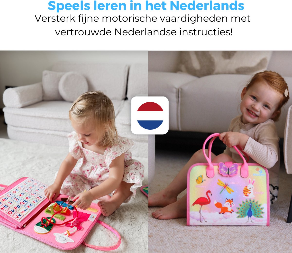 Mauzek® Busy Board Fantasie - Nederlands - Montessori speelgoed - Activiteitenboek - Busy Book - Sensorisch speelgoed - Educatief speelgoed - Meisjes - Peuter Speelgoed - Voor in de auto - Voor onderweg - 3 jaar - 4 jaar - 5 jaar - 6 jaar — afbeelding 6