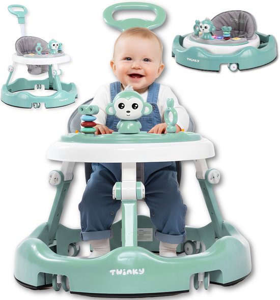 Twinky® Loopstoel Baby – Inklapbare Loopwagen met 3-delige speelset – Babywalker & Loopstoeltje inclusief Voetenmat en Steel