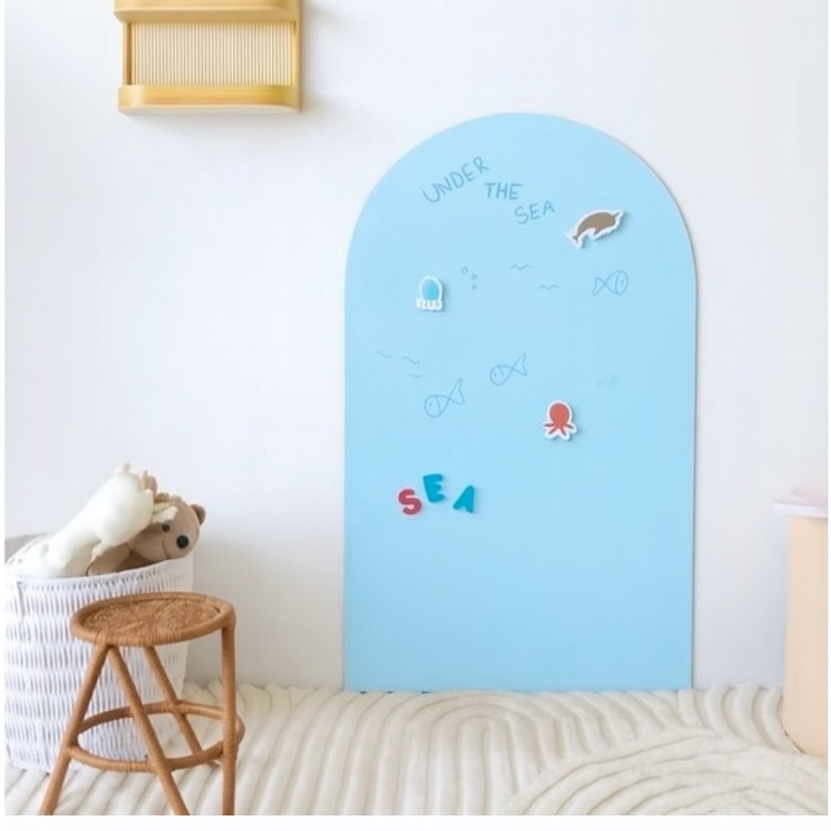 Duvision Magnetische Muursticker - Krijtbord - Boogvorm - Lichtblauw - B80 x H100 cm