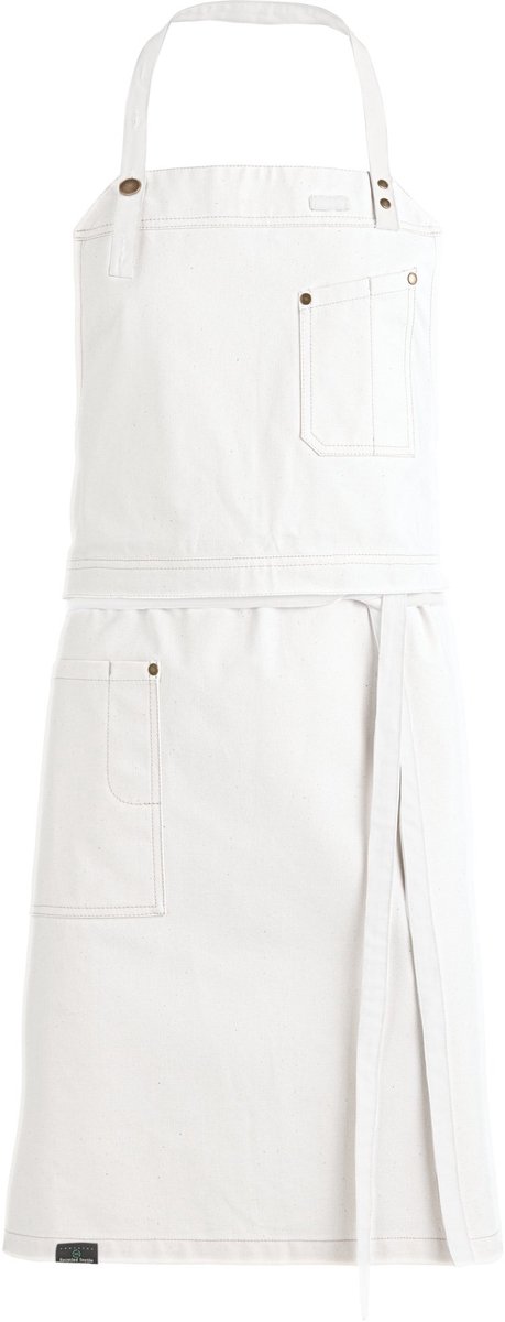 Kentaur Raw bib apron w. pockets 30360-152 - White - UNI