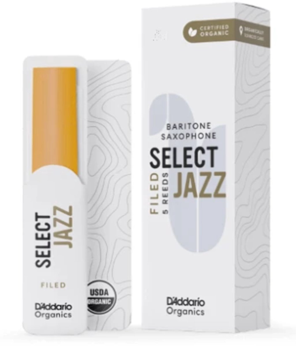 D'Addario Woodwinds ORSF05BSX3S Organic Select Jazz Baritonsaxofoonriet, 3 Soft, 5-pack