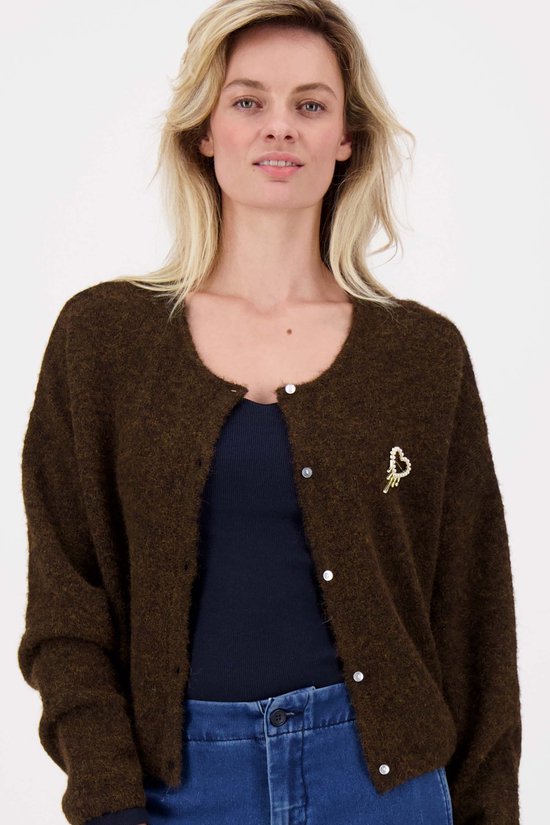 Zusss Basic Vestje Met Broche Bruin