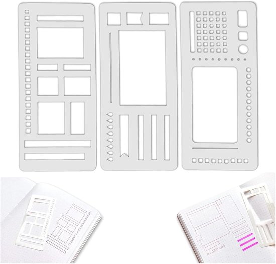 Handgemaakte flexibele recordsjabloon - 3-pack sjablonen Ontwerptools - herbruikbare sjablonen Plannersjablonen - voor dagboeken Checklists Vakken Lijnen & dagelijkse planning