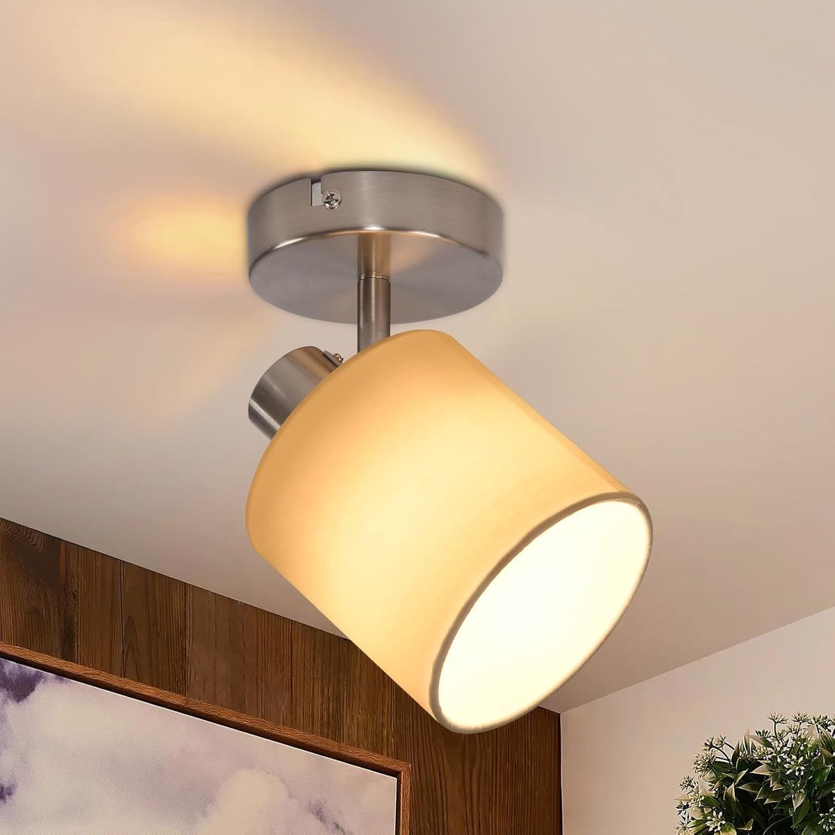 Glitzerlife Plafondspot - 1-lichts E14 Fitting - 350° Draaibaar Modern Design Nikkel - Max. 40W Exclusief Lichtbron voor Woonkamer Slaapkamer Keuken Hal