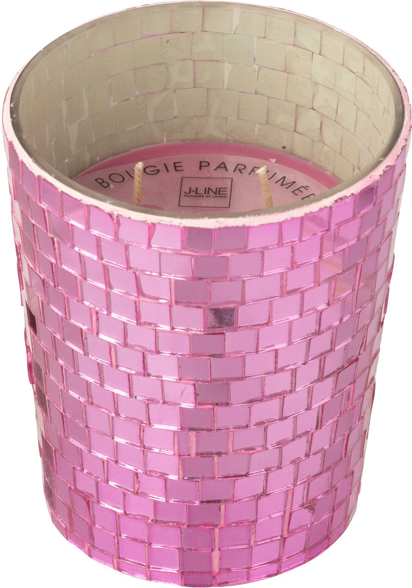 J-Line geurkaars Spiegel - glas - roze