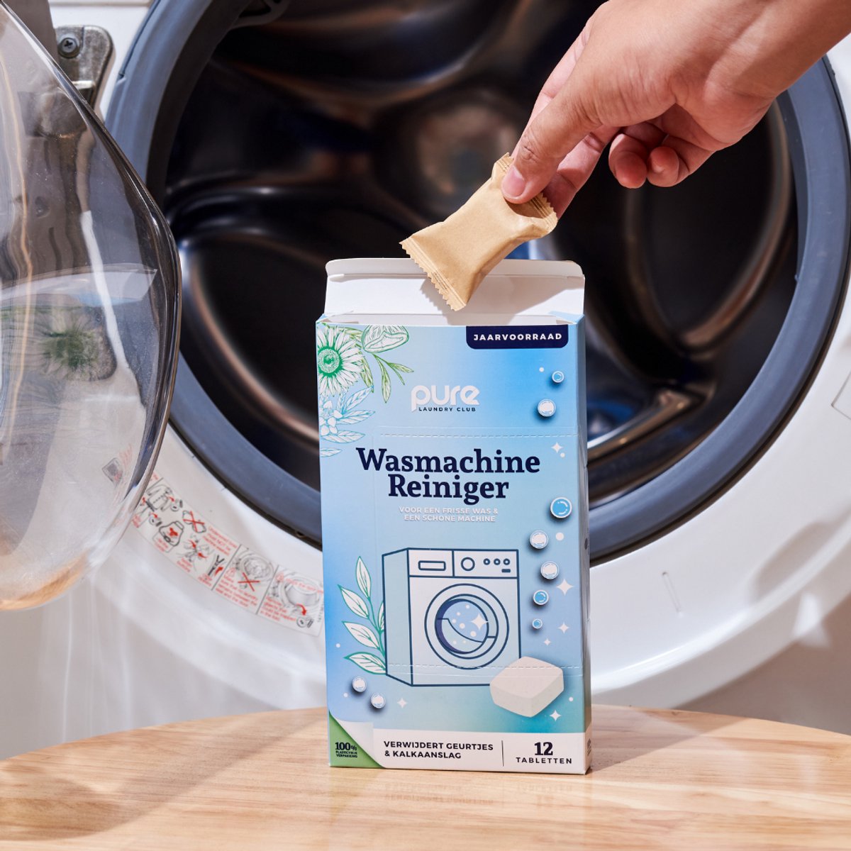 Pure Laundry Club Wasmachine Reiniger Tabletten - Jaarvoorraad (12 Stuks) - Voor Stinkende Wasmachines - Verwijdert Muffe Geurtjes, Kalk & Vetluis - 100% Plasticvrij — afbeelding 6