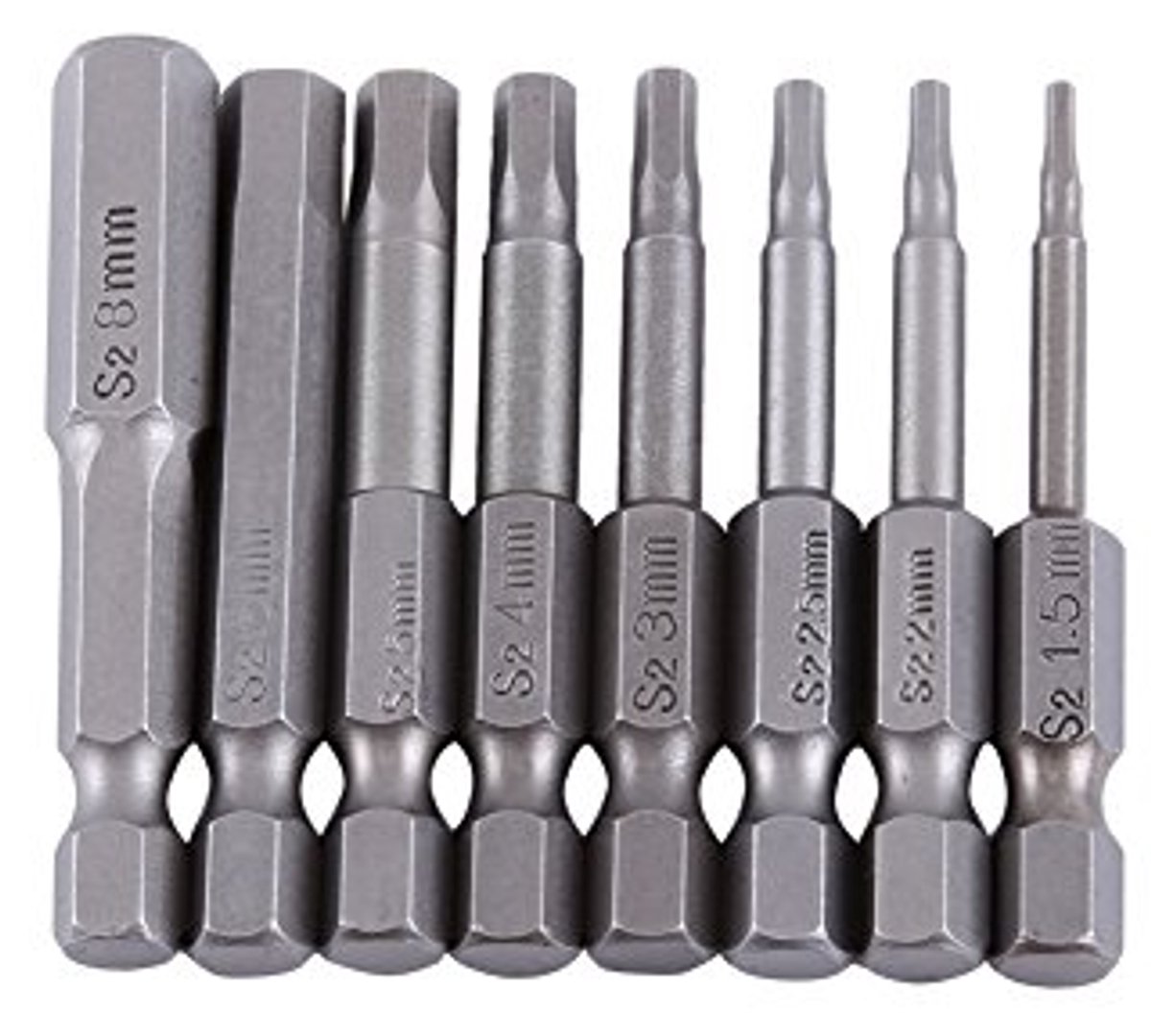 Embout 50mm 6 Pans 1 8Pcs 50mm 14 Inch S2 Hex Shank Magnetic Hex Screwdriver Bits H1.5H8