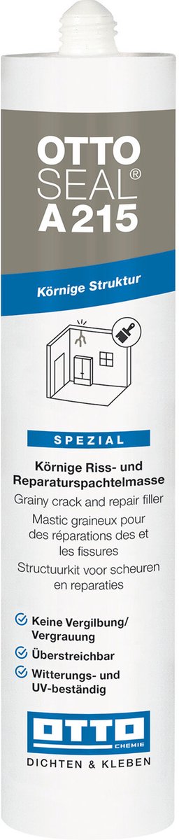 Ottoseal A215 structuurkit - 310 ml koker - lichtgrijs - met korrel voor scheuren in metselwerk
