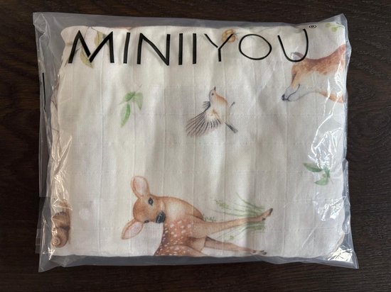 Hydrofiele Doek XL – 120x120 cm – Inbakerdoek Bamboe & Katoen – Eekhoorn, Egel & Vosje Print – Swaddle Doek Baby – Kraamcadeau — afbeelding 4