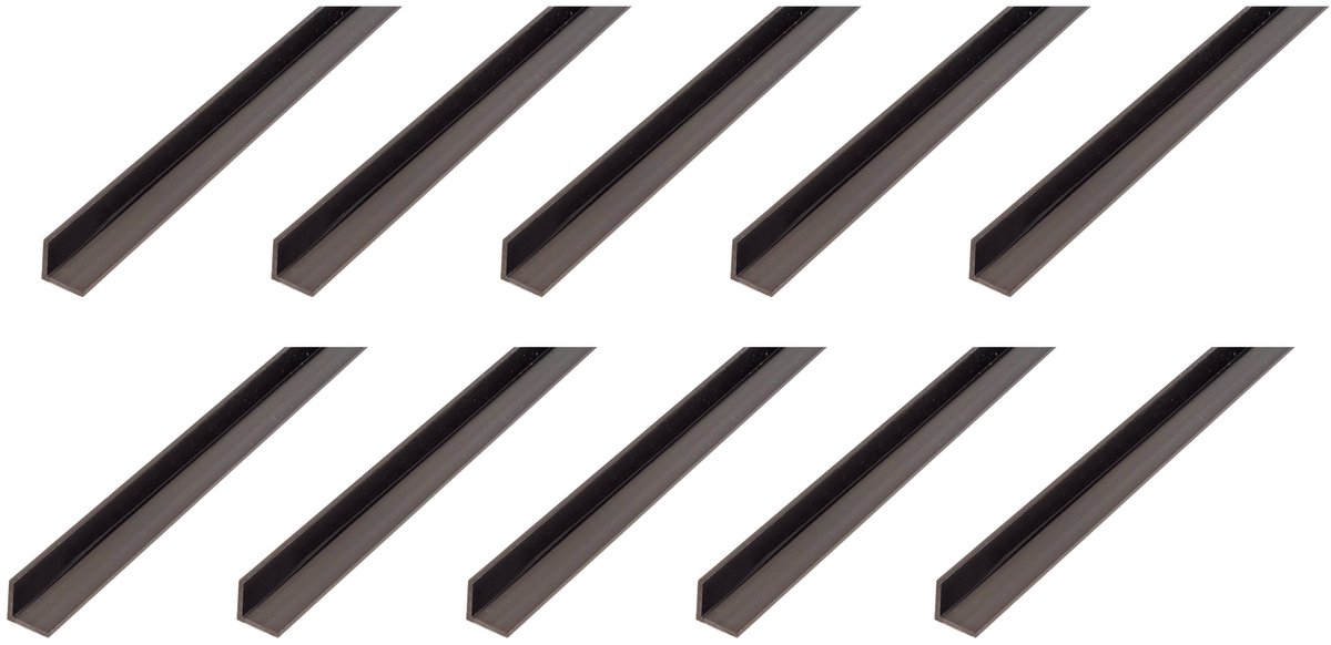 Alberts 10 x hoekprofiel, PVC, zwart, 25 x 25 x 1 mm, lengte 1 m