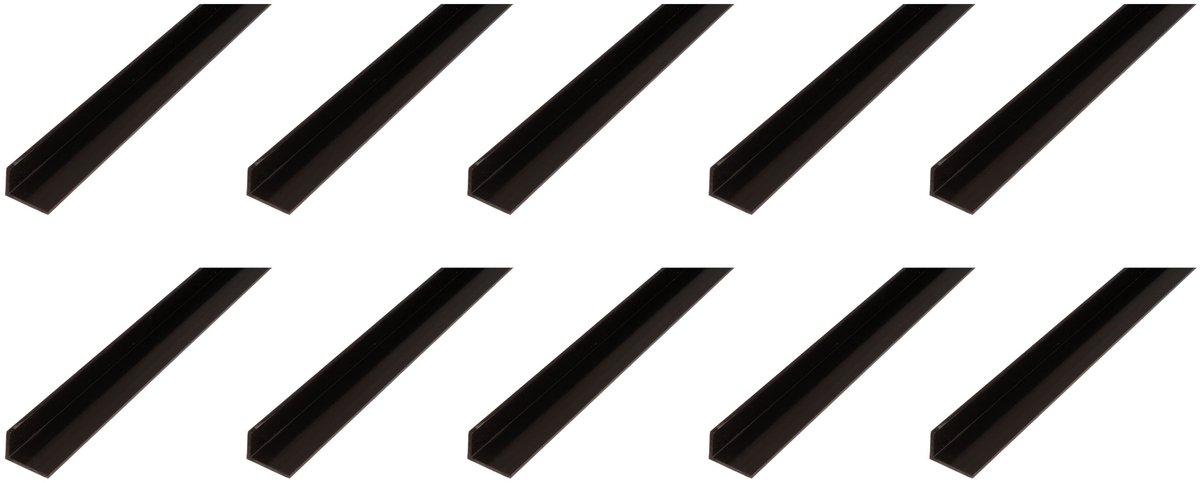 Alberts 10 x hoekprofiel, PVC, zwart, 30 x 20 x 3 mm, lengte 2 m
