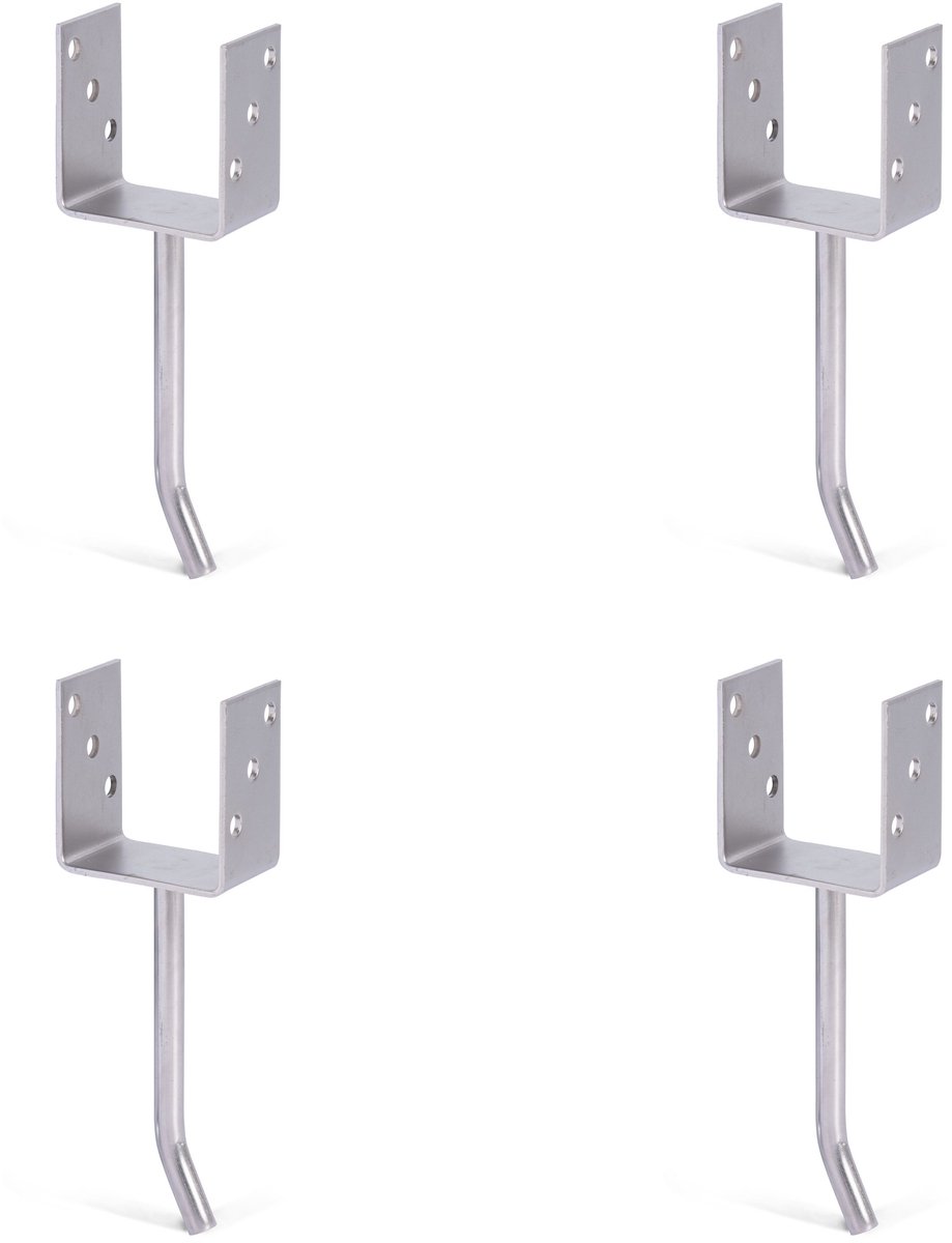 Alberts 4 x U-paaldrager mit Rundstahl-betonanker, 91x104 mm, betonanker 200 mm, thermisch verzinkt, voor inbetonneren