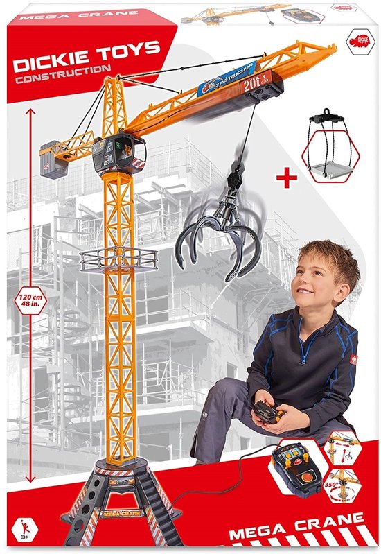 Dickie Toys - Giant Constructie Kraan 120 cm - Speelgoedvoertuig