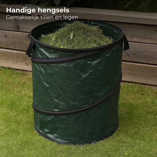 Lomera Pop-Up Tuinafvalzak - Tuinafvalzak 85 Liter - Draaghengsels - Rond Ontwerp - Herbruikbare Afvalzak - Tuin Opruimen - Bladeren Opruimen - Tuinonderhoud van Lomera — afbeelding 2