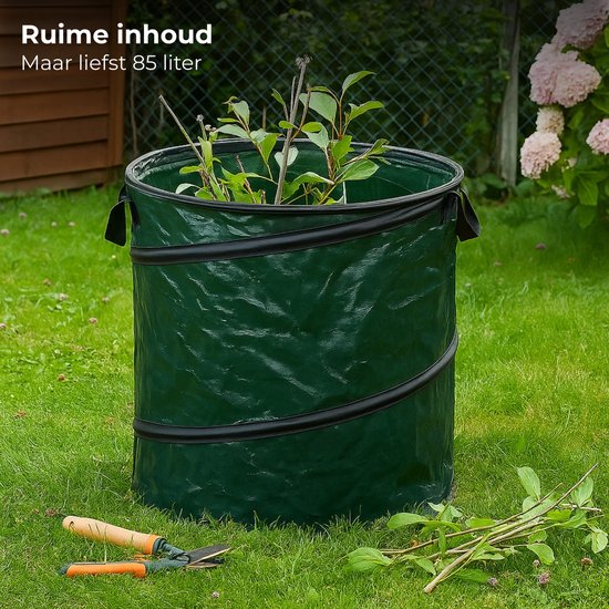 Lomera Pop-Up Tuinafvalzak - Tuinafvalzak 85 Liter - Draaghengsels - Rond Ontwerp - Herbruikbare Afvalzak - Tuin Opruimen - Bladeren Opruimen - Tuinonderhoud van Lomera — afbeelding 3
