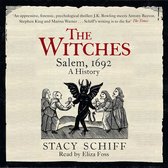 Boekomslag voor 'The Witches: Salem, 1692 A History' door Stacy Schiff, met een illustratie van heksen en een demon.