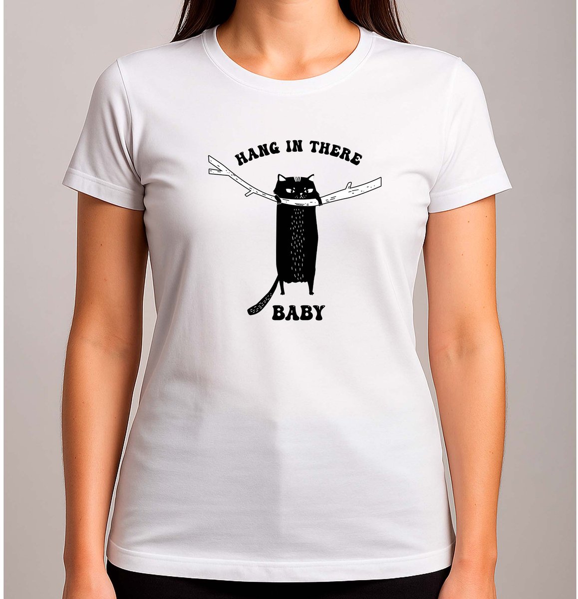 Hang in There Baby - T Shirt - Cat - CuteCat - CatLover - CatLife - Kat - LieveKat - GrappigeKat - KattenLiefhebber - BestMom - MamaLeven