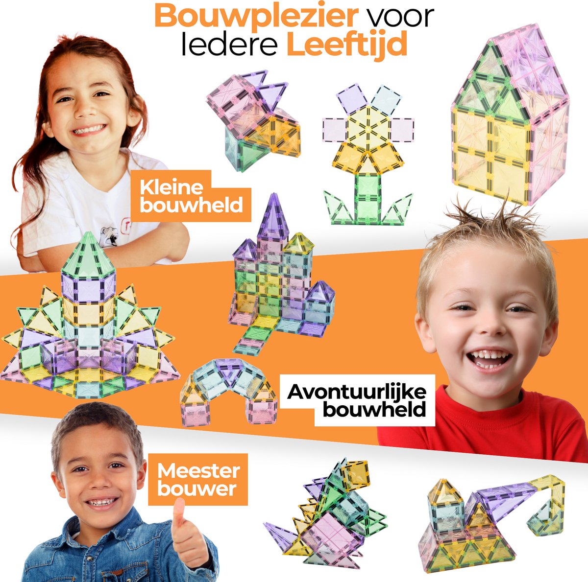 Magna Minds - Star Pastel - Magnetic Tiles- Magnetisch Speelgoed – 41 stuks - Constructie speelgoed - Magnetische tegels - Montessori speelgoed - Magnetic toys - Magnetische bouwstenen - Speelgoed Kinderen — afbeelding 3