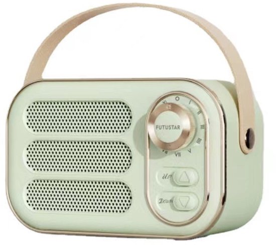 Groene retro Bluetooth speaker draagbaar vintage stijl met Bluetooth 5.0, USB, TF-kaart en AUX ingang