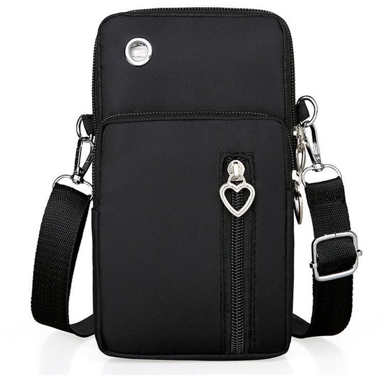 Foto: Mobiele tas vrouwelijke mini tas telefoontas dames een kleine tas zwart