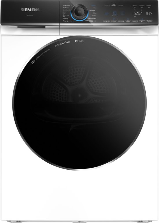 Siemens WR47B2C7NL - iQ700 - Wasdroger - Warmtepompdroger - 9 kg - Wit - SmartFinish vermindert kreukels tot 50% - Blijvend energiezuinig met zelfreinigende condensor - arioSpeed Plus: verkort de droogtijd met maar liefst 44% - Zeer stil