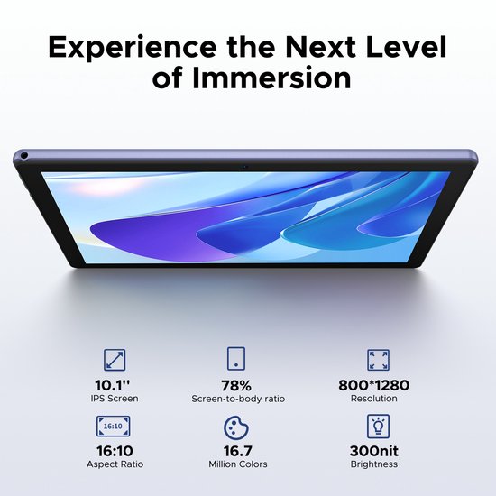 Doogee U10 - Tablet - Android15 - 16GB RAM + 128GB ROM (2TB TF) - 10 Inch IPS HD - 5060mAh - 2.0 GHz WIFI6 - 5060mah - 8mp+ 5mp - Paars van Merkloos — afbeelding 4