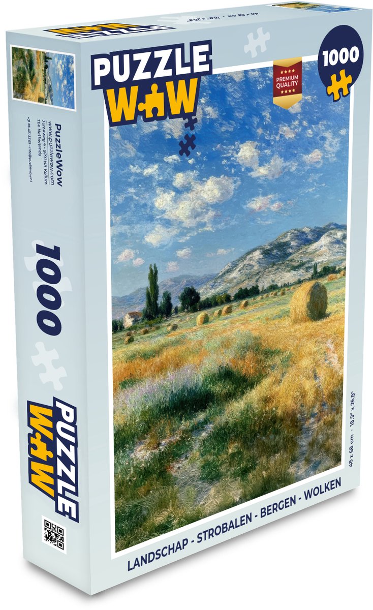 Puzzel Landschap - Strobalen - Bergen - Wolken - Legpuzzel - Puzzel 1000 stukjes volwassenen