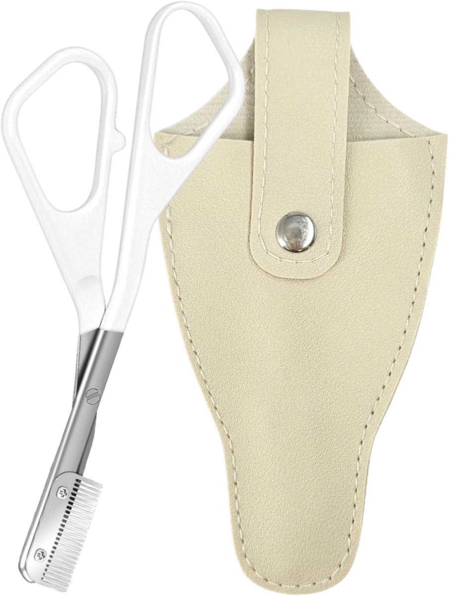 YUBBI Wenkbrauwschaar - Trim Set - Wenkbrauw schaartje - Trimmer - Opbergetui - RVS - Wit
