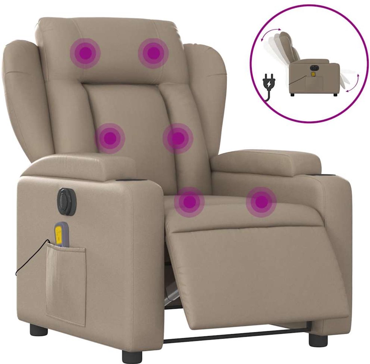 vidaXL Massagestoel - verstelbaar - elektrisch - kunstleer - cappuccinokleurig