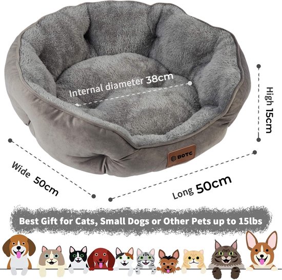 Panier pour chien et chat BOTC - Tapis chauffant - Pour chiens et chats - Grijs
